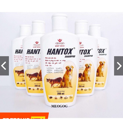 Sữa Tắm diệt Ve Rận Bọ Chét Chó Mèo Hantox Shampoo Vàng 200ml