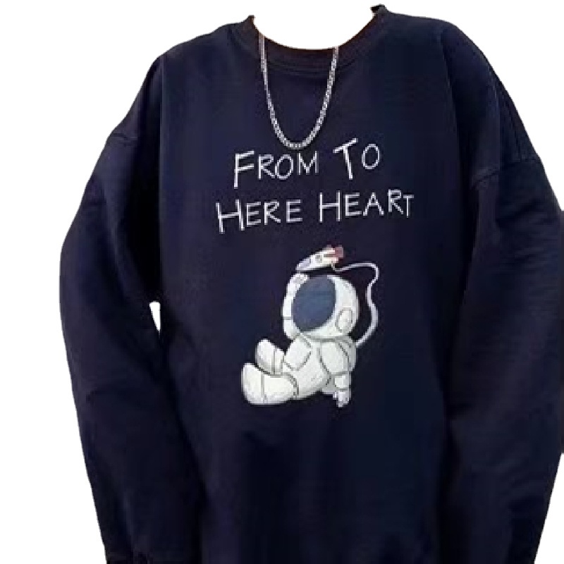 Áo sweater tay dài cổ tròn dáng rộng in họa tiết hoạt hình thời trang đường phố Hàn Quốc cho nam M-5XL