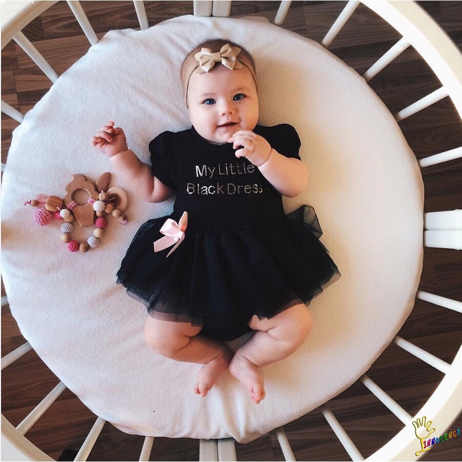 ❤XZQ-Baby Girl Short Sleeve Romper Black Tutu Tulle Outfit