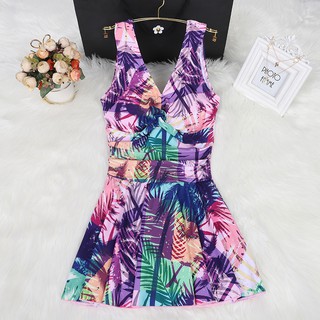 bikini bộÁo tắm nữ một mảnh che bụng bầu và váy mỏng kiểu phẳng góc nghiêng cho bà mẹ trung niên cao tuổi nặng 2