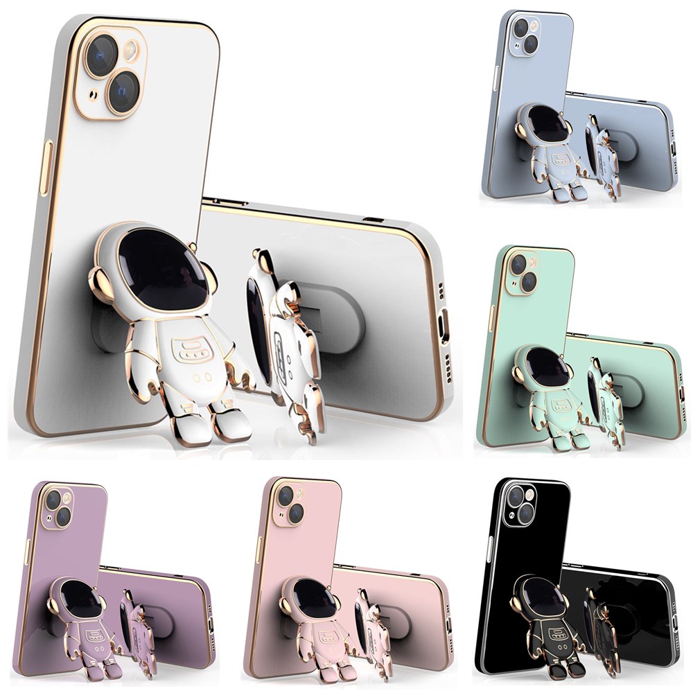 Ốp Điện Thoại Tpu Mạ Điện Hình Phi Hành Gia Sang Trọng Có Giá Đỡ Ẩn Cho Iphone 13promax 13 12 11