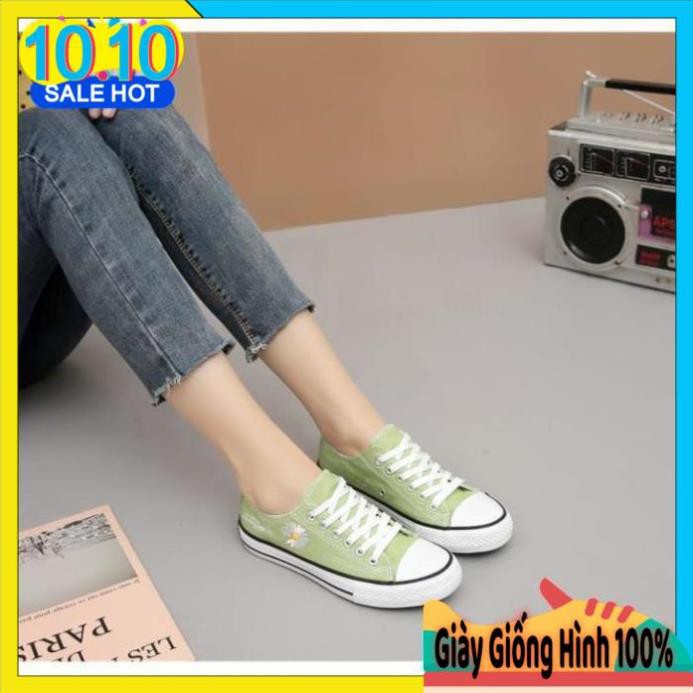 ff [HÀNG CAO CẤP] Giày Sneaker Nữ CV Thêu Hoa Cúc Kết Hợp Chữ Ký Độc Đáo Az11 HOT ' !