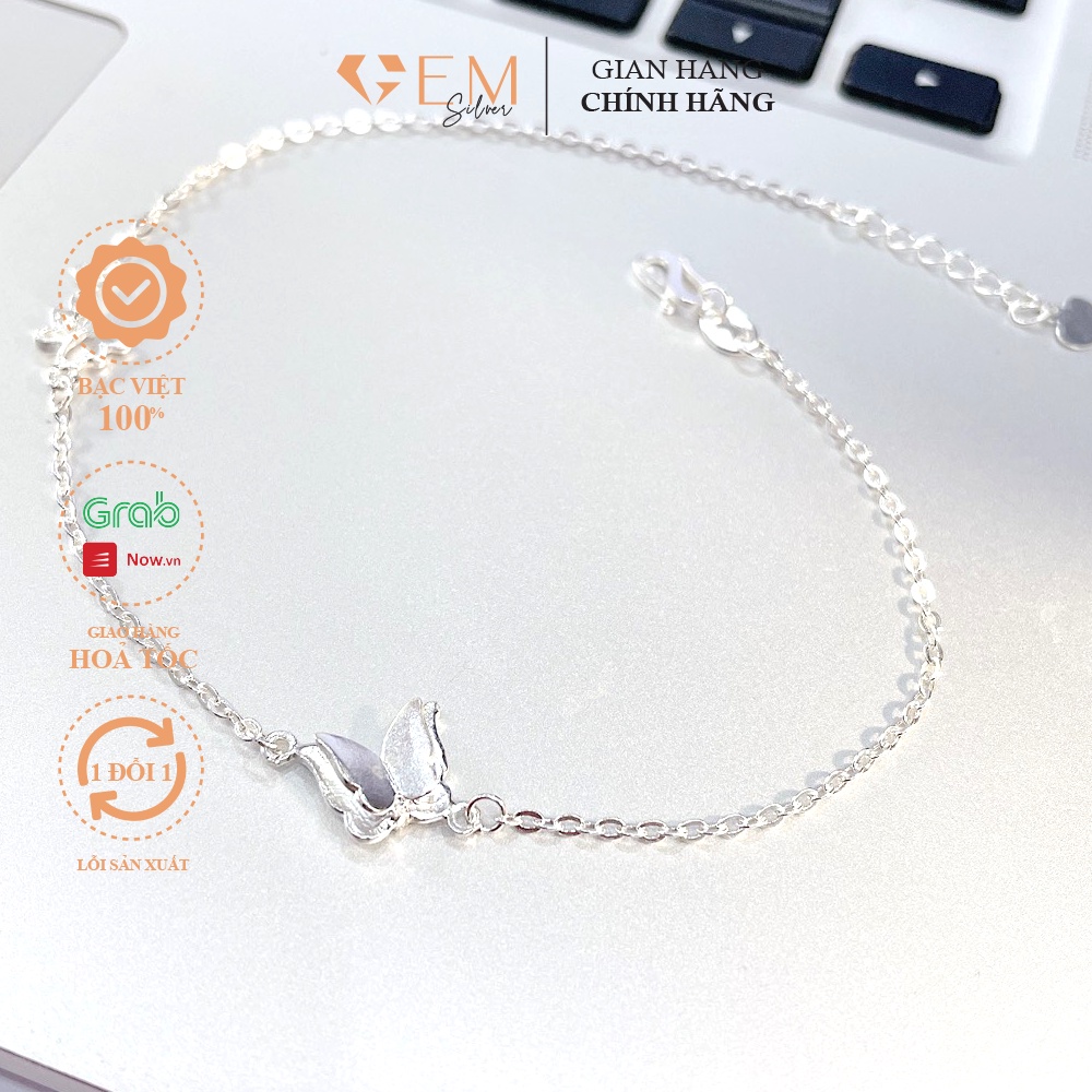 Lắc chân bạc nữ Gem silver, vòng chân bạc hình bướm hồ điệp xinh xắn