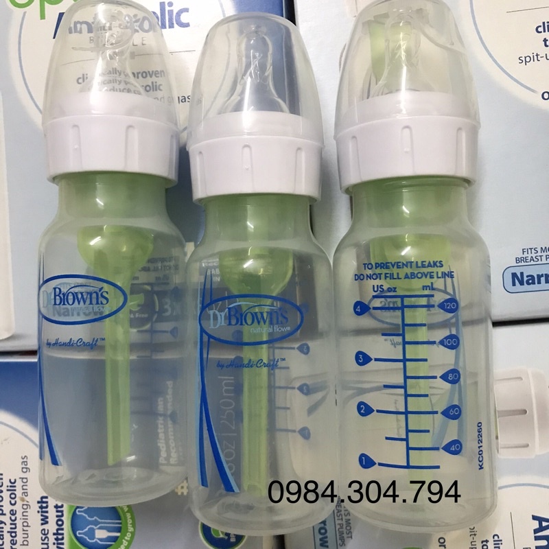 Bình sữa Dr Brown's cổ hẹp 120ml và 250ml nhựa PP Options plus tách set ( USA )