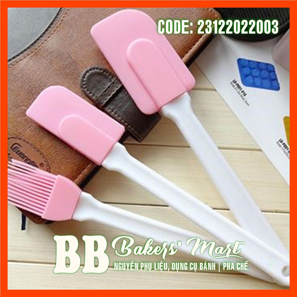 Bộ dụng cụ 3 món (có thể tháo rời đầu): 2 cây phới vét dẹt SPATULA trộn bột, 1 cây CHỔI QUÉT (MÀU SẮC NGẪU NHIÊN)