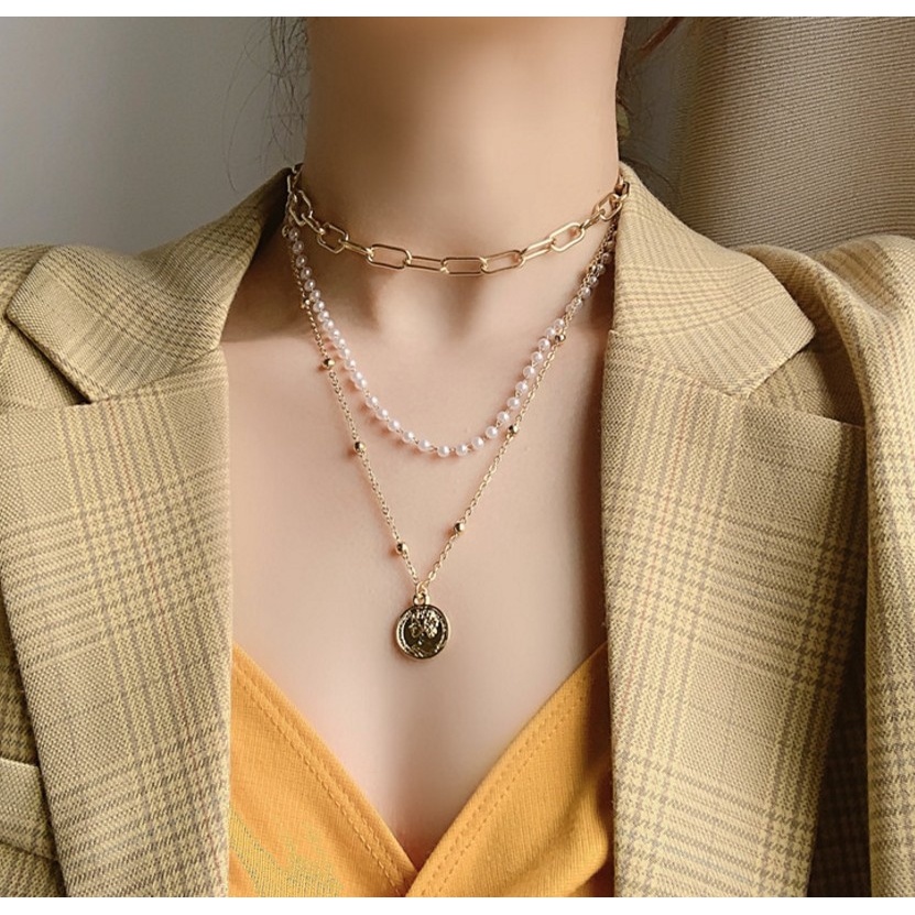 Vòng cổ DODDER phối ngọc trai nhiều lớp thanh lịch