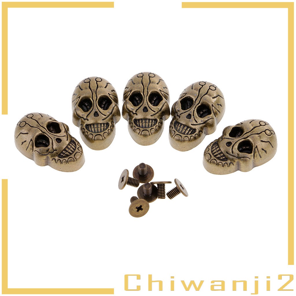 Set 5 Đinh Tán Hình Đầu Lâu Bằng Đồng Trang Trí Túi Xách / Giày Da / Giày Cao Gót