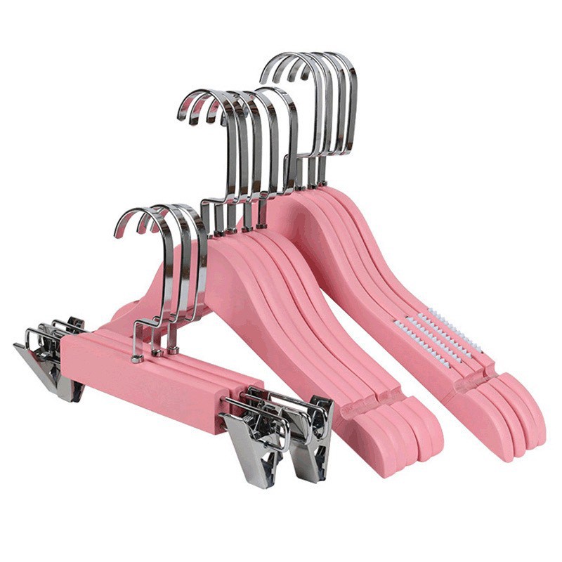 móc_kẹp treo quần áo bằng gỗ màu hồng size trẻ em, nữ siêu xinh