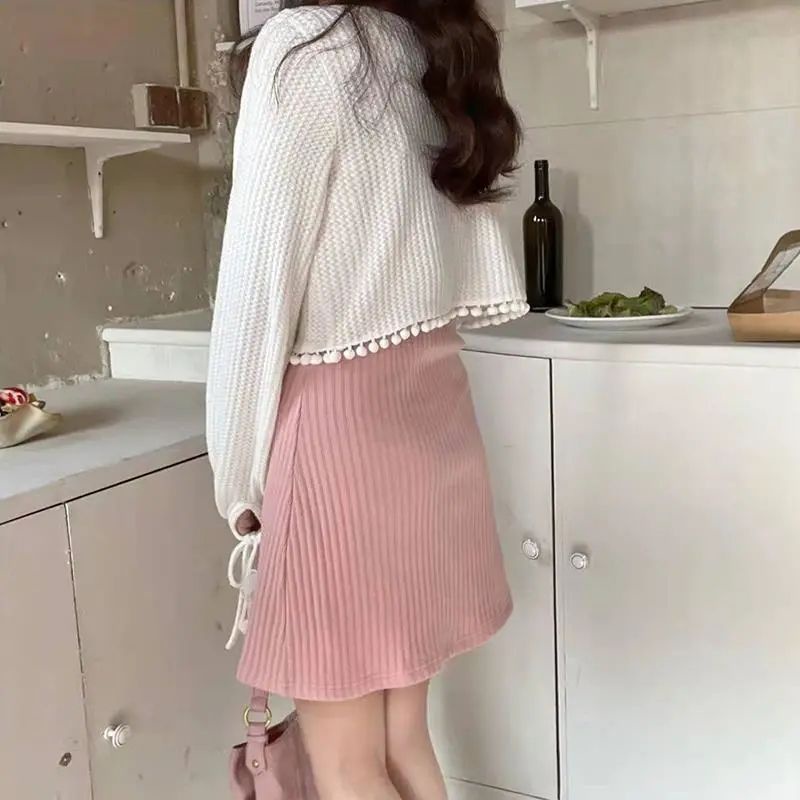 UIOWOO  Bộ Áo Khoác Cardigan + Đầm Hai Dây Thắt Nơ Phong Cách Nhật Bản Thời Trang Mới Cho Nữ Sinh viên