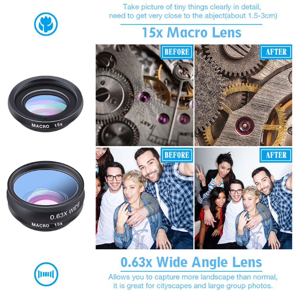 Bộ ống kính,lens chụp ảnh apexel dành cho điện thoại 10 in 1 đa năng góc rộng,macro,fisheyes