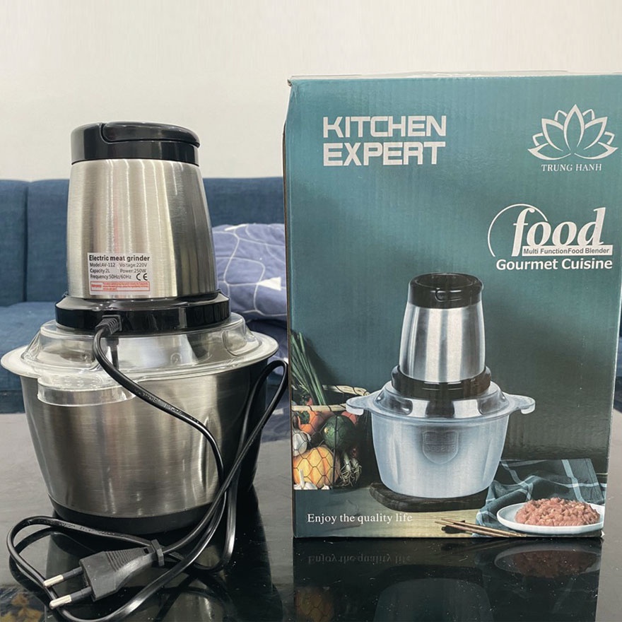 MÁY XAY THỊT XAY THỰC PHẨM ĐA NĂNG CỐI INOX LOẠI 2L
