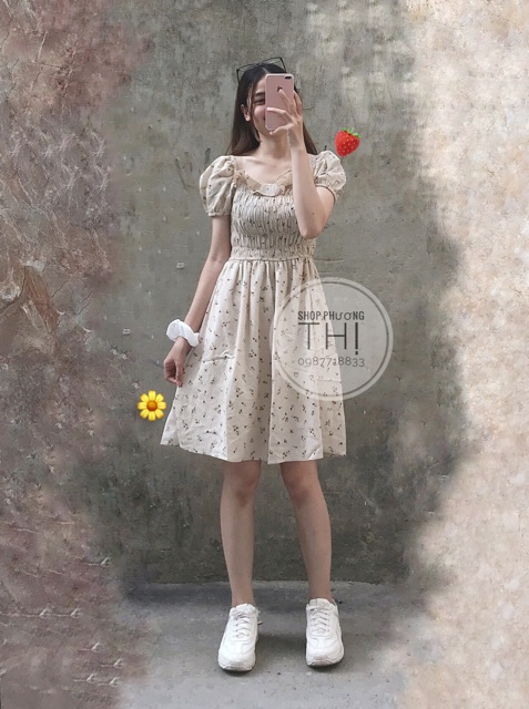 Váy chun eo bèo ngực mặc được hai kiểu - đầm tiểu thư vintage | BigBuy360 - bigbuy360.vn