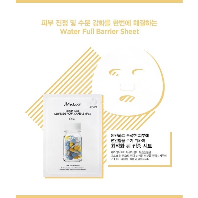 Combo 5 Mặt Nạ Cấp Ẩm, Phục Hồi Da Dành Cho Da Khô Sần JM Solution Derma Care Ceramide Aqua Capsule Mask Clear 30ml x 5