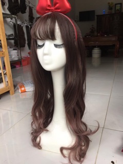 tóc giả Omber hồng nhẹ+ lưới trùm