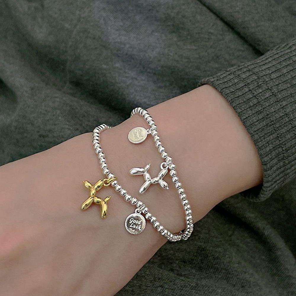 Vòng Tay Chuỗi Hạt VANES1 Co Giãn Phối Mặt Khắc Chữ Phong Cách Retro Cho Nữ