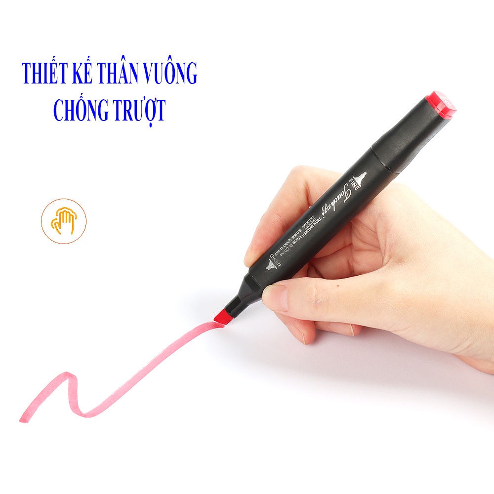 Bút màu dạ TOUCH marker chuyên nghiệp Deli kèm túi vải họa cụ vẽ tranh cao cấp 30 / 40 / 60 / 80 màu