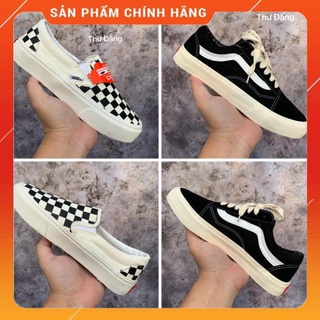 Giày Vans đen vault và Van lười caro chữ các màu Hot trend thể thao sneaker