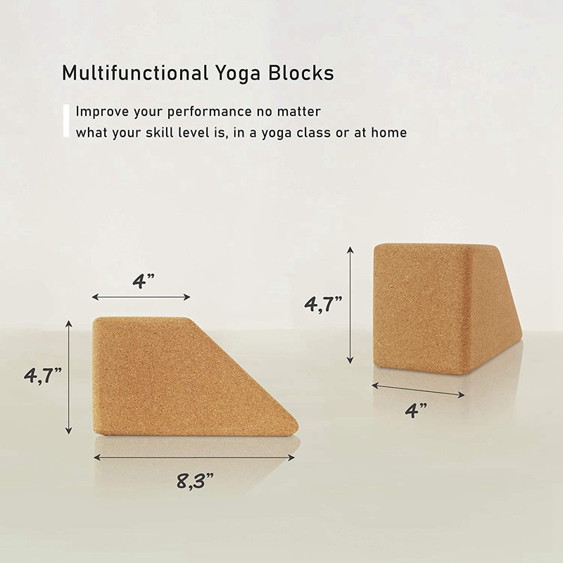 2Pack Cork Yoga Blocks Trapezoid Yoga Block Set Exercise for Home Gym