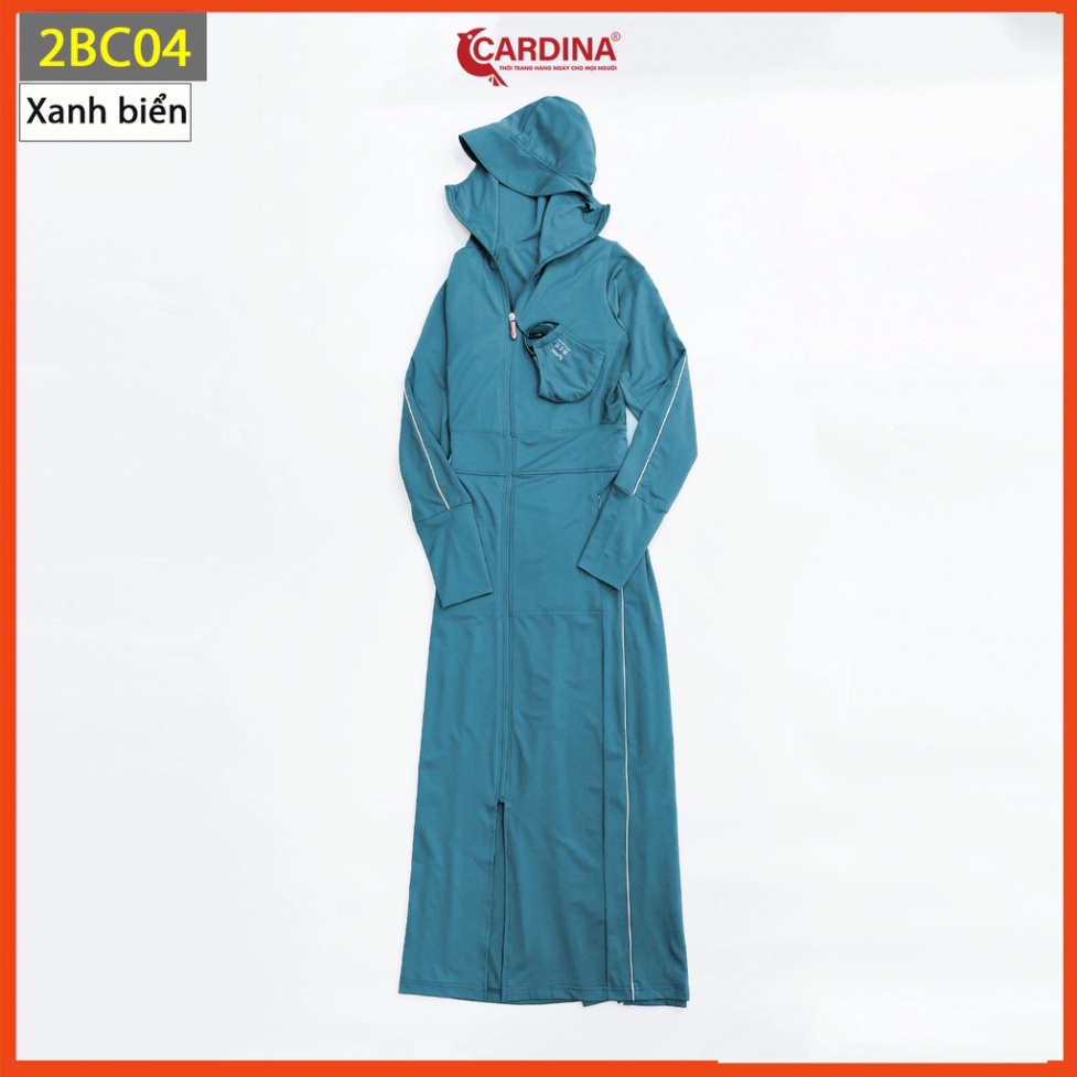 Áo chống nắng nữ CARDINA 2 lớp dáng dài liền thân chất thun lạnh Nhật cao cấp viền thể thao chống tia UV 2BC