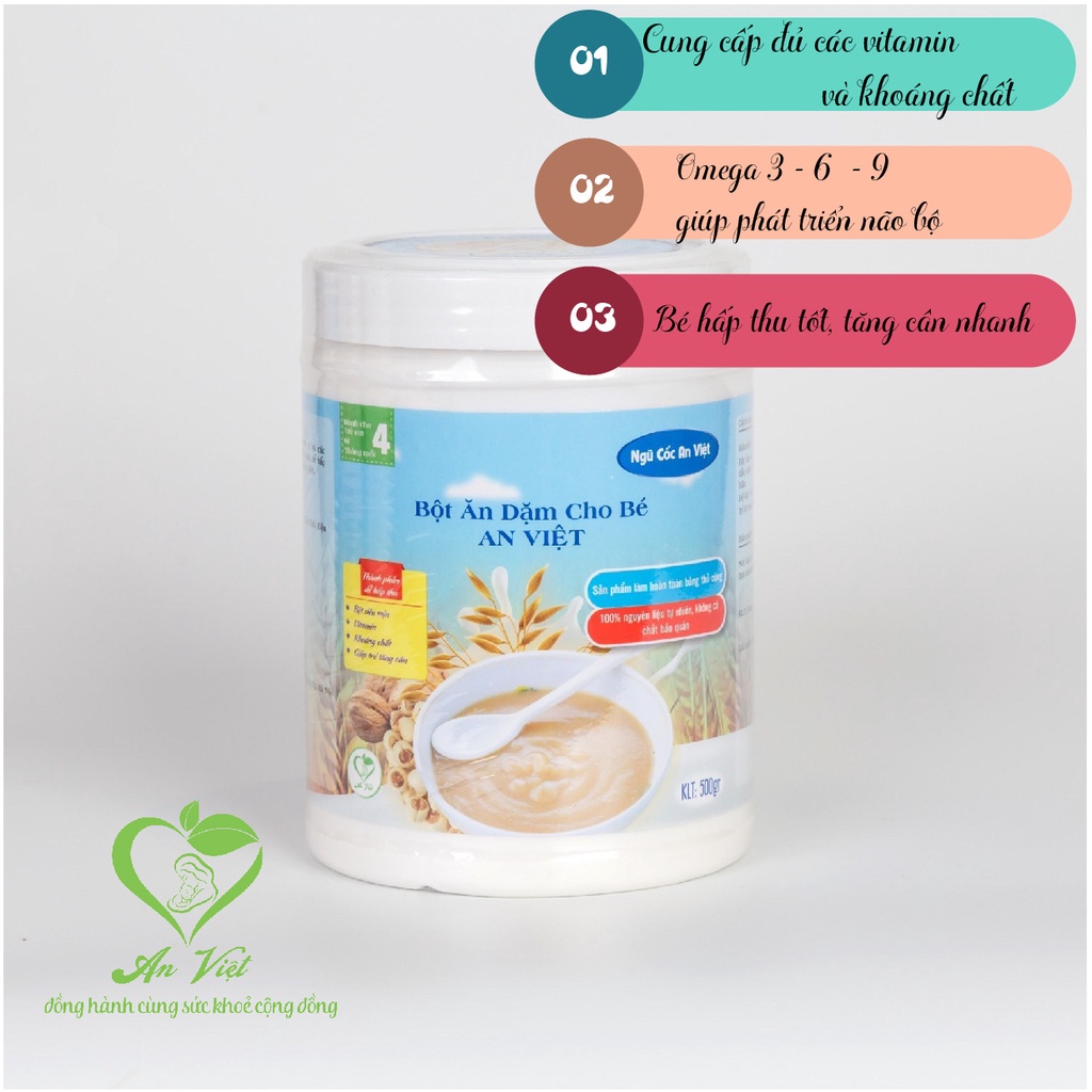Bột ăn dặm cho bé An Việt, cao cấp, chính hãng, uy tín, an toàn. Bột ăm dặm tốt nhất, ngon nhất, dễ hập thu, từ tự nhiên