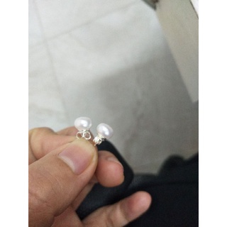 Hoa tai nụ bạc ngoc trai 6ly
