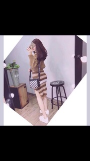 Set len váy kẻ QC
