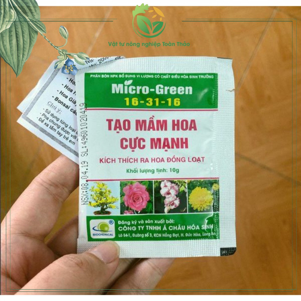 Combo 5 gói phân bón Micro-Green 16-31-16 Giúp Tạo Mầm Hoa Cực Mạnh, Thúc Đẩy Ra Hoa Đồng Loạt Gói 10 Gram
