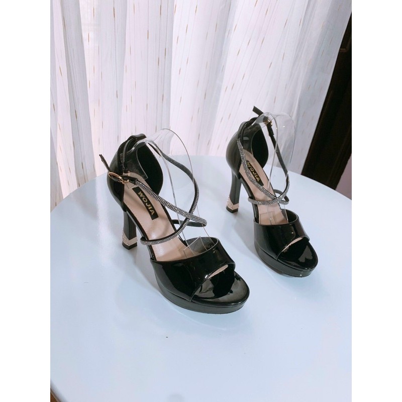 GIÀY SANDAL CAO GÓT ĐẾ ĐÚP ĐẾ VUÔNG 10CM - SANDAL CAO GÓT QUAI MẢNH DÂY CHÉO GÓT 10 PHÂN