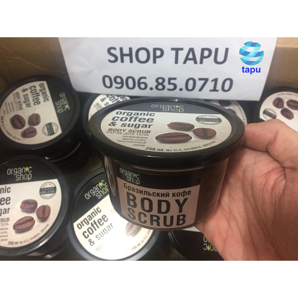 Kem Tẩy Tế Bào Da Chết Cà Phê Organic Shop Body Nga 250ml