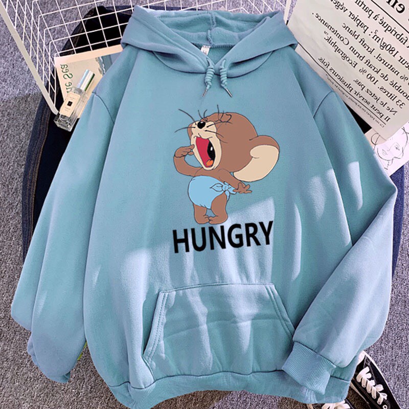 Áo Hoodie Nỉ Hoạt Hình Chuột  Hungry Dễ Thương Áo Form Rộng Unisex Chất Nỉ Mềm Mại Style HOT TREND BB HOODIE