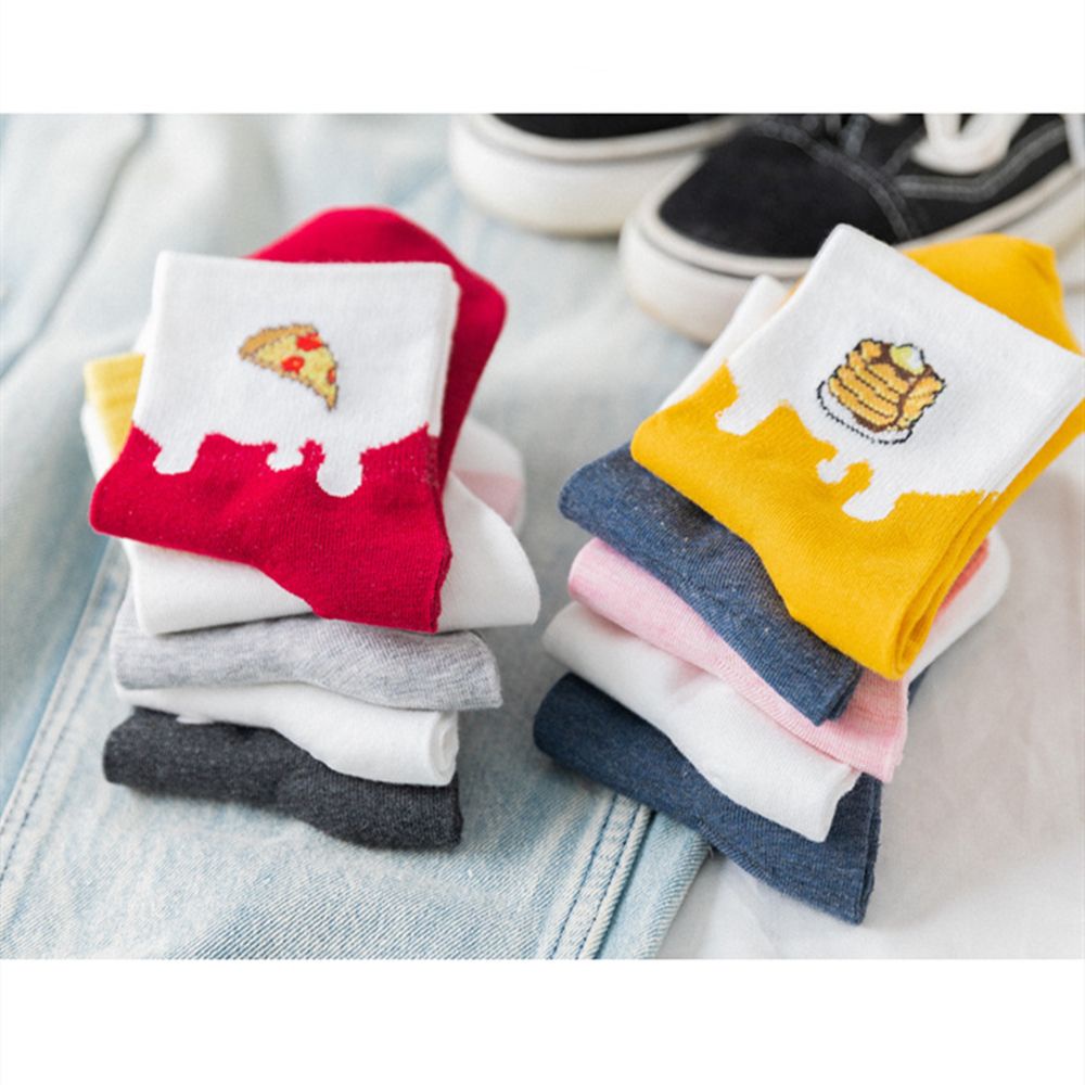 Đôi tất cotton dài in họa tiết hoạt hình nhiều màu sắc phong cách Hàn Quốc