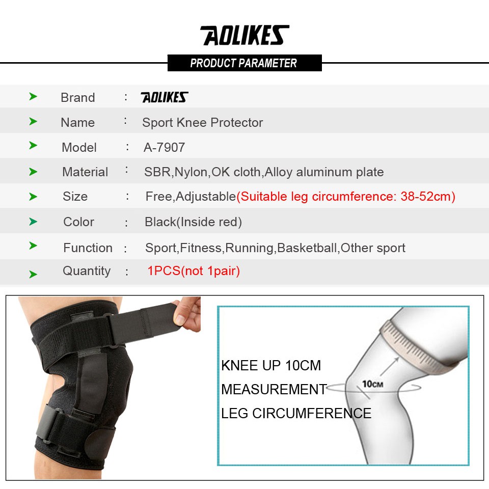 Đai Nẹp Gối H5 Có Thanh Nhôm Điều Trị Sau Mổ Đứt (Giãn) Dây Chằng Chéo Knee Pad Chính Hãng Aolikes 7907