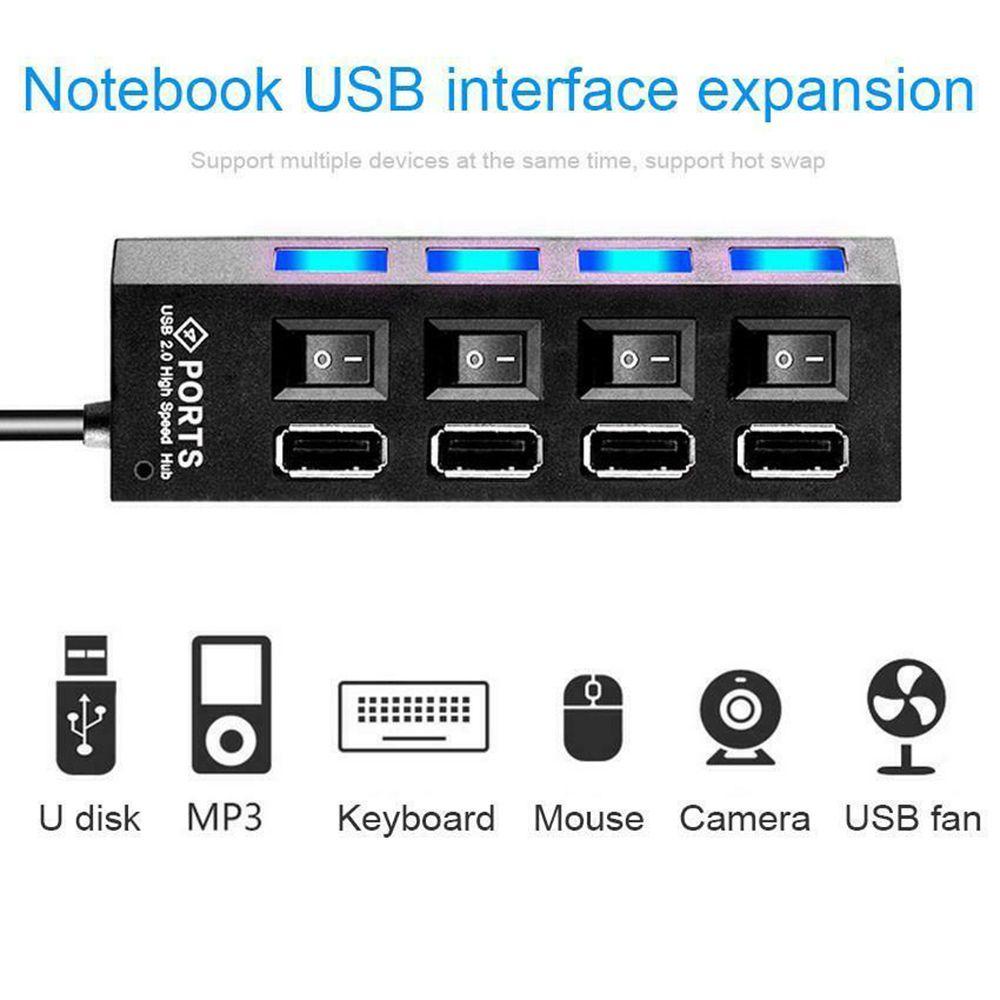 Ổ Cắm USB 2.0 4 Cổng Tốc Độ Cao Có Công Tắc ON / OFF