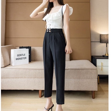 Quần tây baggy nữ công sở 4 khuy bấm dáng xuông chất tuyết mưa cạp cao  siêu đẹp mặc đi làm Q218 SUTANO