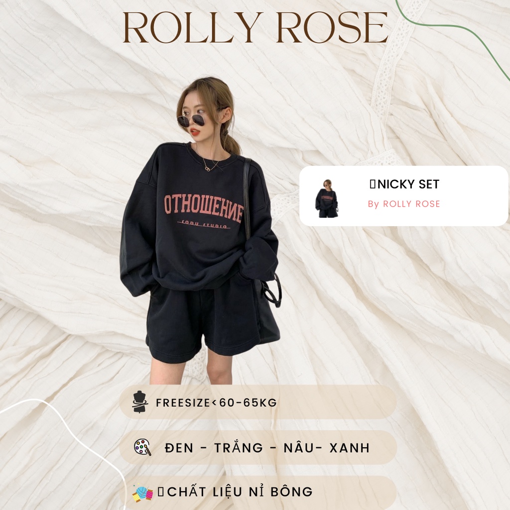 NICKY SET (Set áo tay dài + quần đùi nỉ bông)