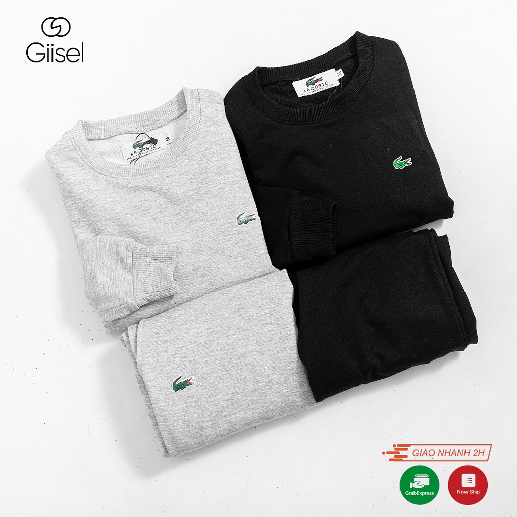 Bộ nỉ thể thao dài tay chất liệu nỉ da cá - 2 màu : Đen và ghi xám