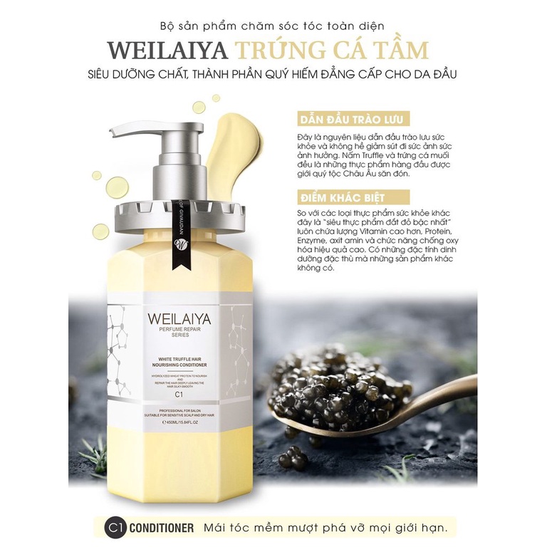 Cặp gội xả phục hồi đa tầng nấm Truffle WEY.LAI.YA 450ml - Herskin Official Store