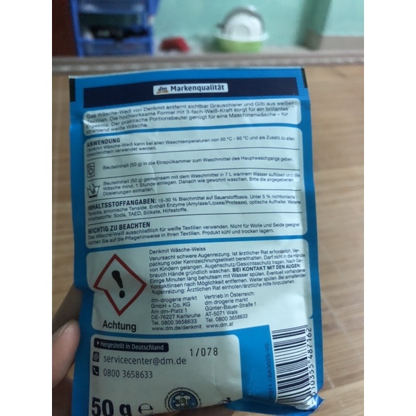 BỘT TẨY TRẮNG QUẦN ÁO DENKMIT 50gr-Hàng nhập khẩu Đức
