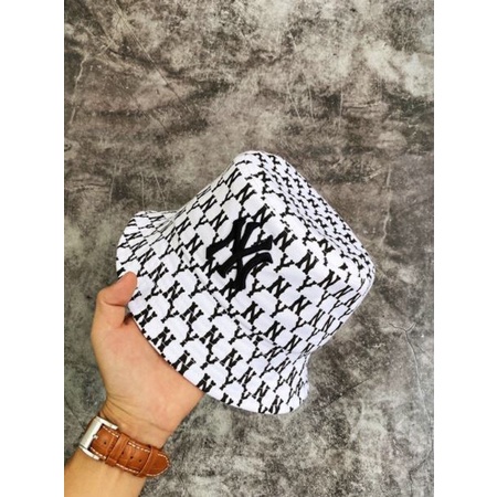 [Ảnh thật] Mũ bucket trắng in logo đen