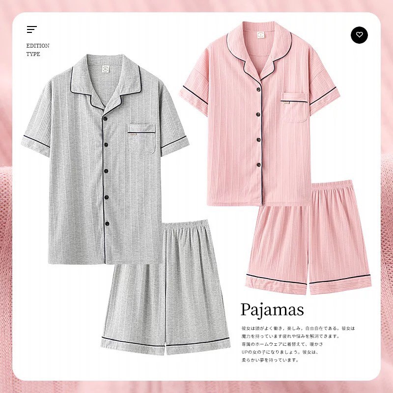 Đồ mặc nhà cao cấp - Pijama mặc đôi nam nữ cộc tay chất cotton mát mẻ mùa hè - Qùa cưới sang trọng