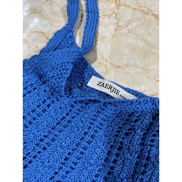 Áo Zara Auth Tuồn Chất Len Đanh Rõ Nét Sexy Xanh Size S