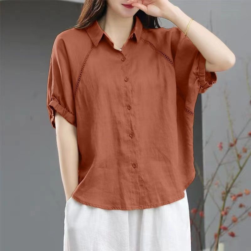 Áo Thun Cotton Lanh Dáng Rộng Tay Ngắn Thời Trang Mùa Hè Kiểu Mới Cho Nữ