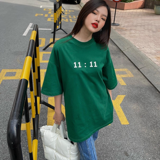 Áo xanh lá 11:11 áo thun tay lỡ unisex chất liệu 100% thun cotton 99store