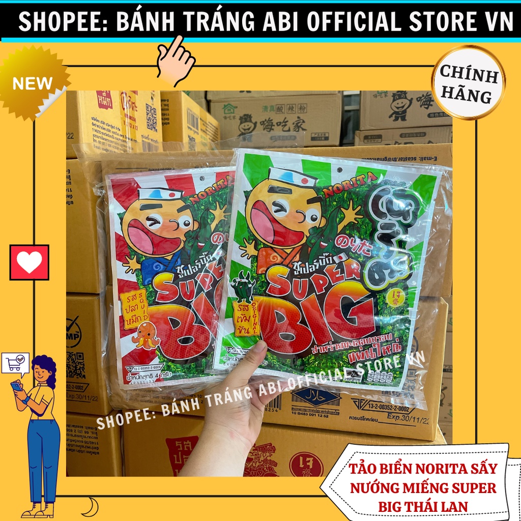 Snack Gói Miếng Rong Tảo Biển Norita Super Big Miếng Thái Lan ngon khó cưỡng