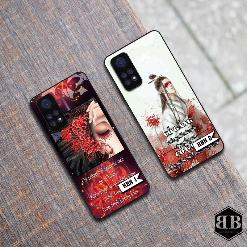 Ốp lưng kính cường lực Xiaomi Redmi Note 11 4G / Redmi Note 11S hình hoa bỉ ngạn