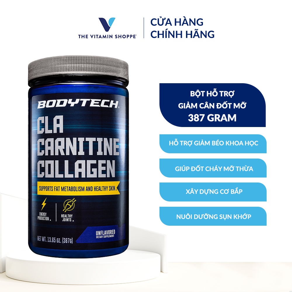 Bột hỗ trợ giảm cân đốt mỡ BODYTECH CLA Carnitine Collagen Unflavored 387gr