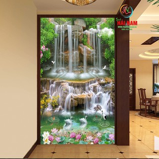 Tranh dán tường 3D phong thủy - thác nước (Kích thước theo yêu cầu)
