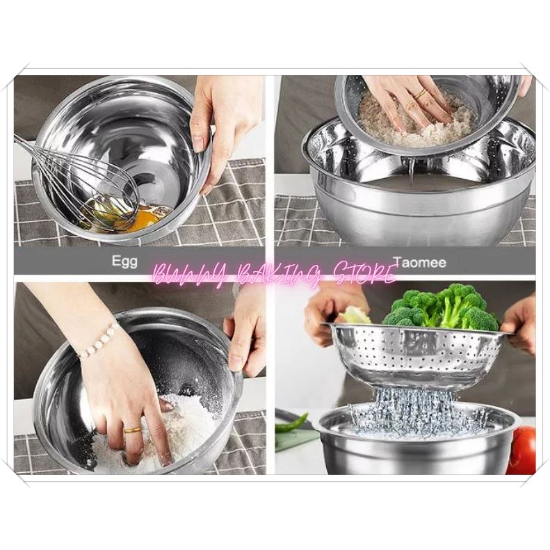 Tô/thau trộn đa dụng inox đế silicon đen