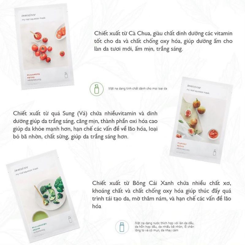 Mặt Nạ Innissfree _ Mặt Nạ My Real Squeez Mask (Lẻ Miếng 18 vị) | BigBuy360 - bigbuy360.vn
