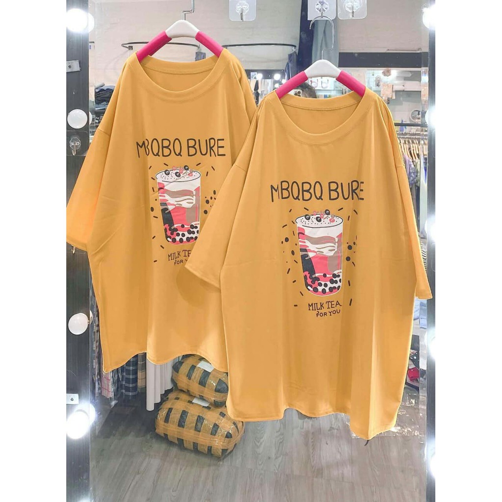 Áo phông nam nữ trà sữa MBQ Milk Tea BIGOMALL - Áo thun unisex ngắn tay Freesize 55kg